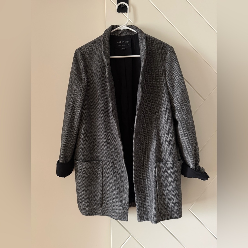 All Saints Women's Charcoal and Black Blazer